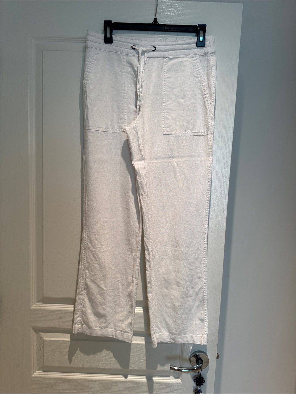 Nicole Miller White Drawstring Wide-Leg Pants